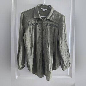 American Eagle Outfitters Olive Green Blouse Button Up Top
